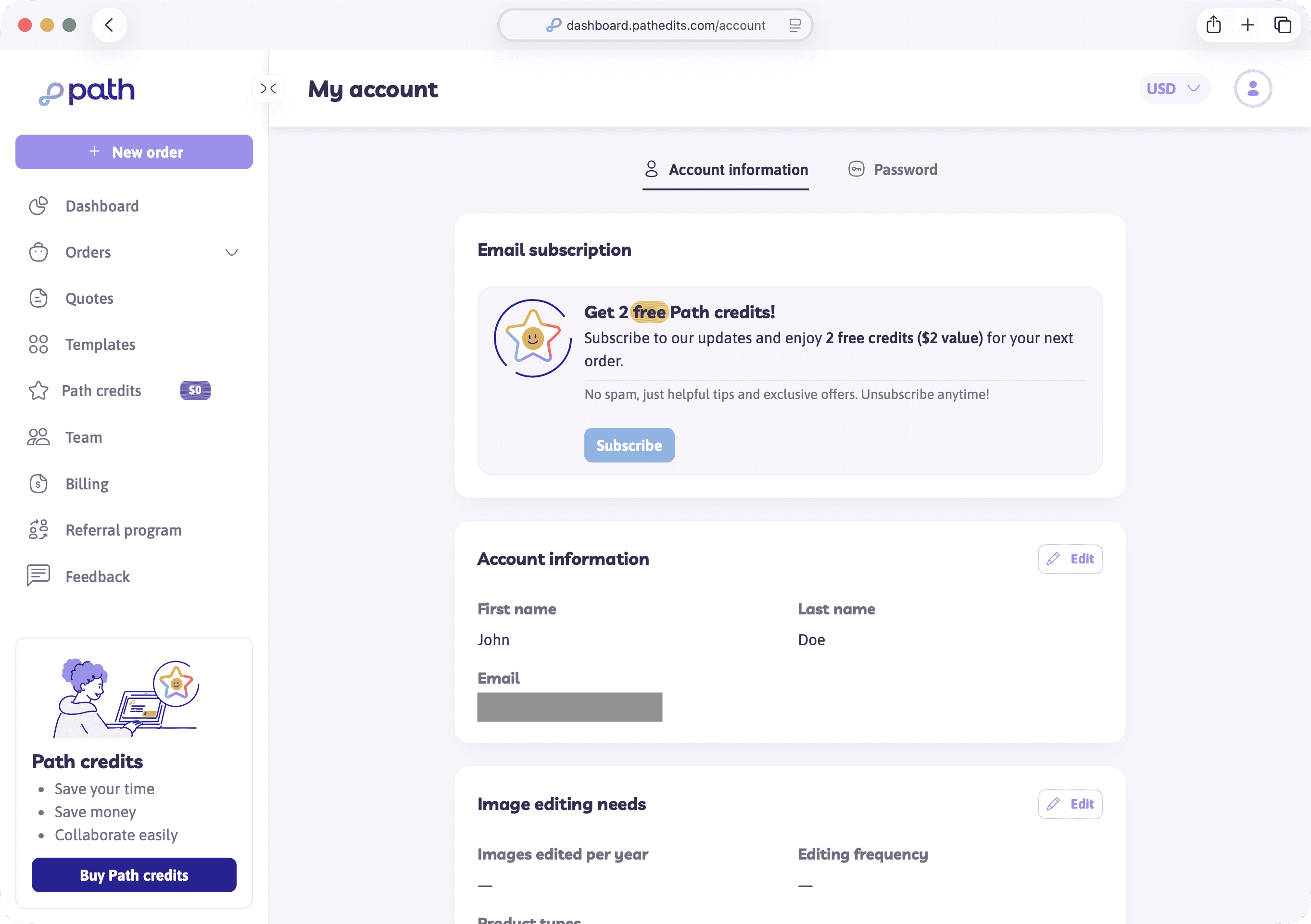 Account settings overview