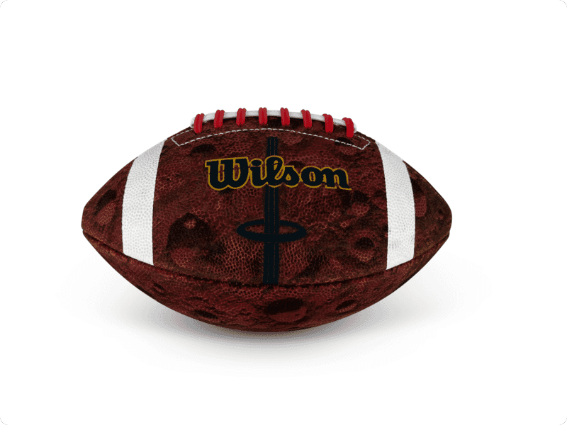 Football with clipping path, background removal, and drop shadow