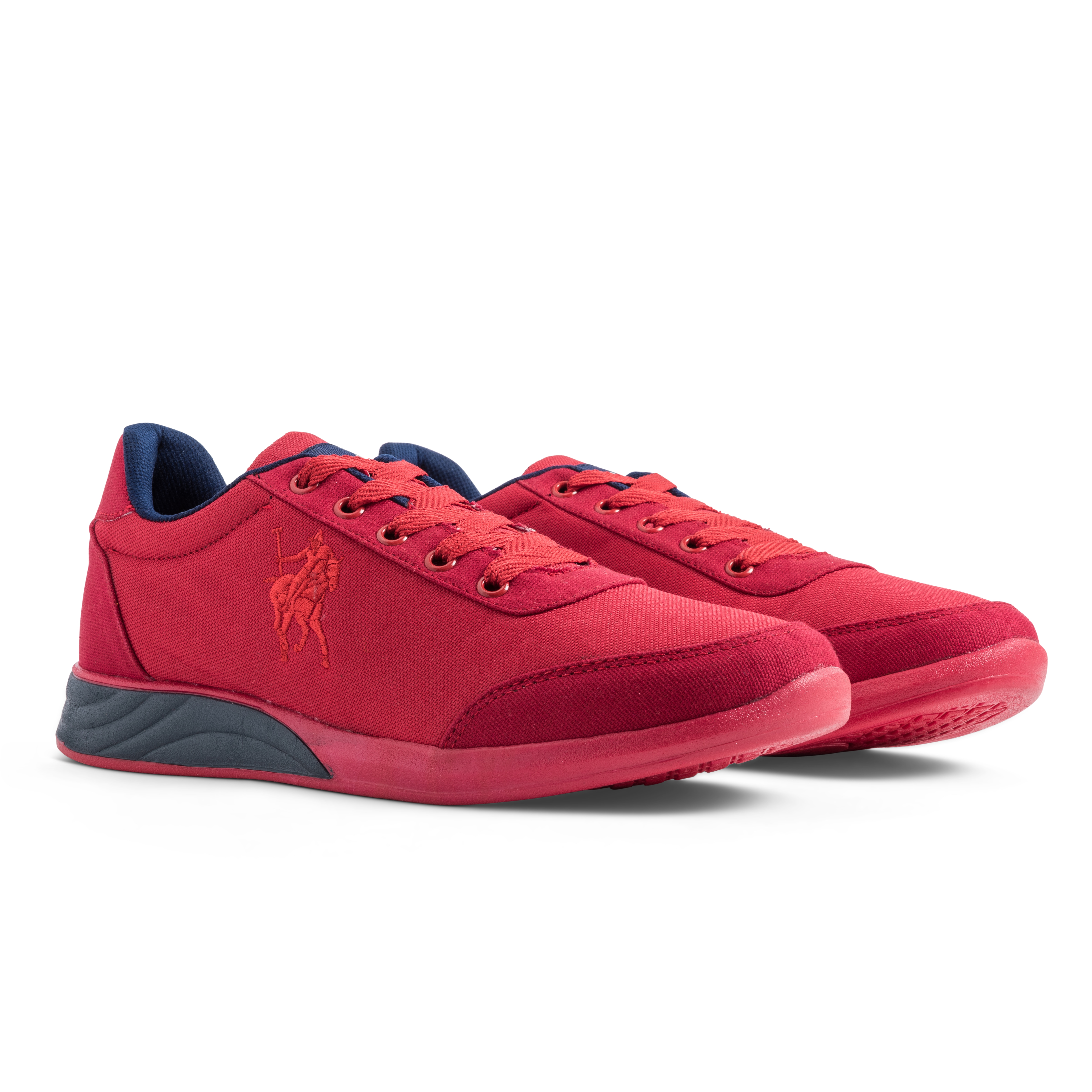 A red shoes enhanced with a realistic basic natural shadow for professional presentation.