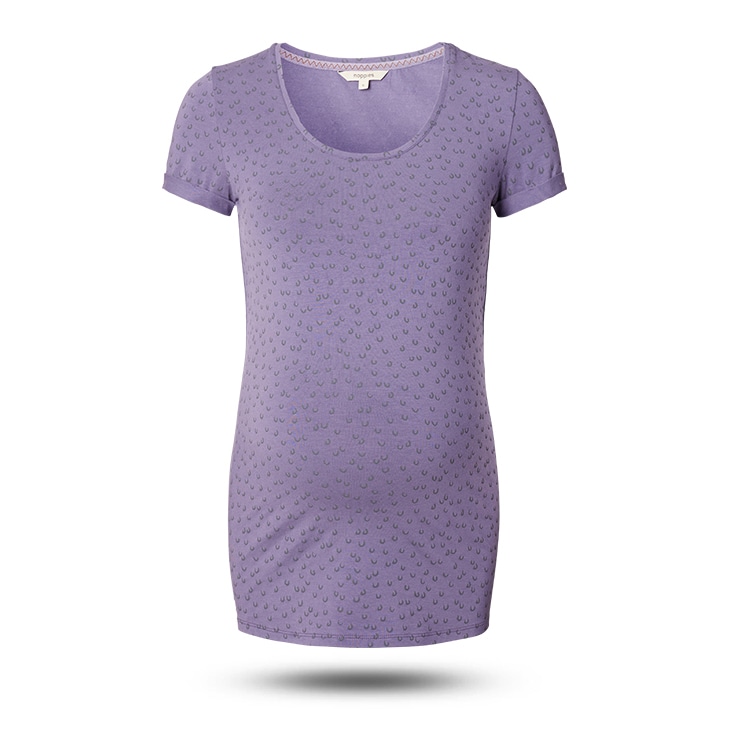 A purple T-shirt with a floating shadow effect, creating the appearance of it hovering above a surface.