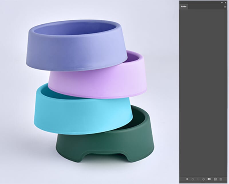 Before plastic dog bowl product photo for clipping path service and catalog cleanup.