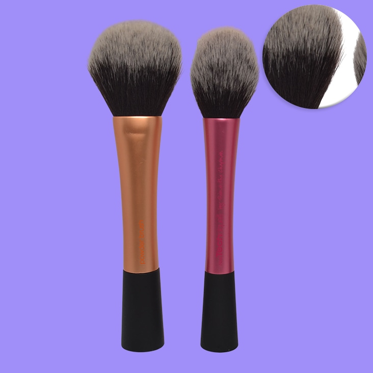 Basic image masking applied to makeup brushes, showcasing precise detailing on bristles and clean background removal.