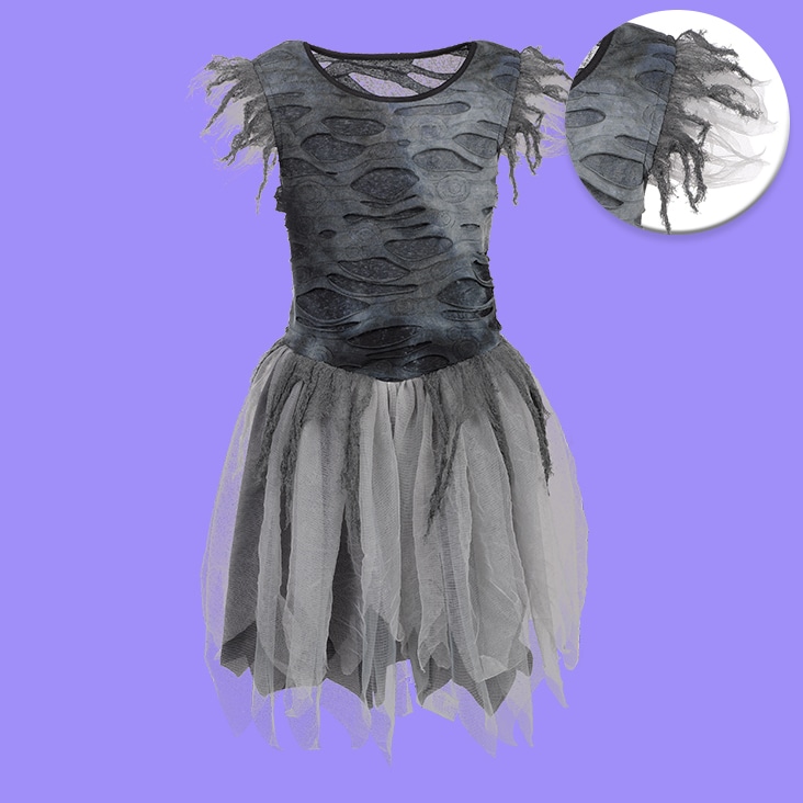 Medium complexity image masking applied to a textured black dress with tulle, ensuring detailed edge work and clean background removal.