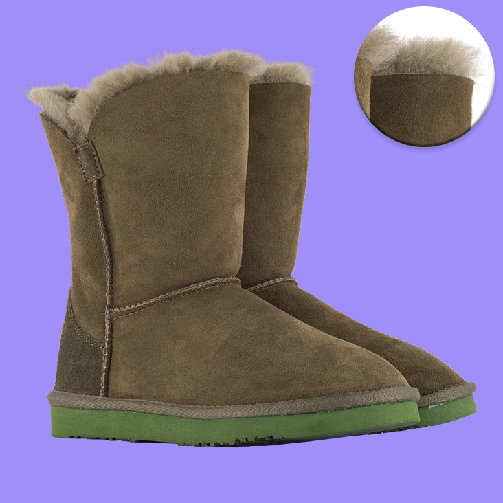 Simple image masking applied to suede boots with fur lining, showcasing clean edges and precise background removal.