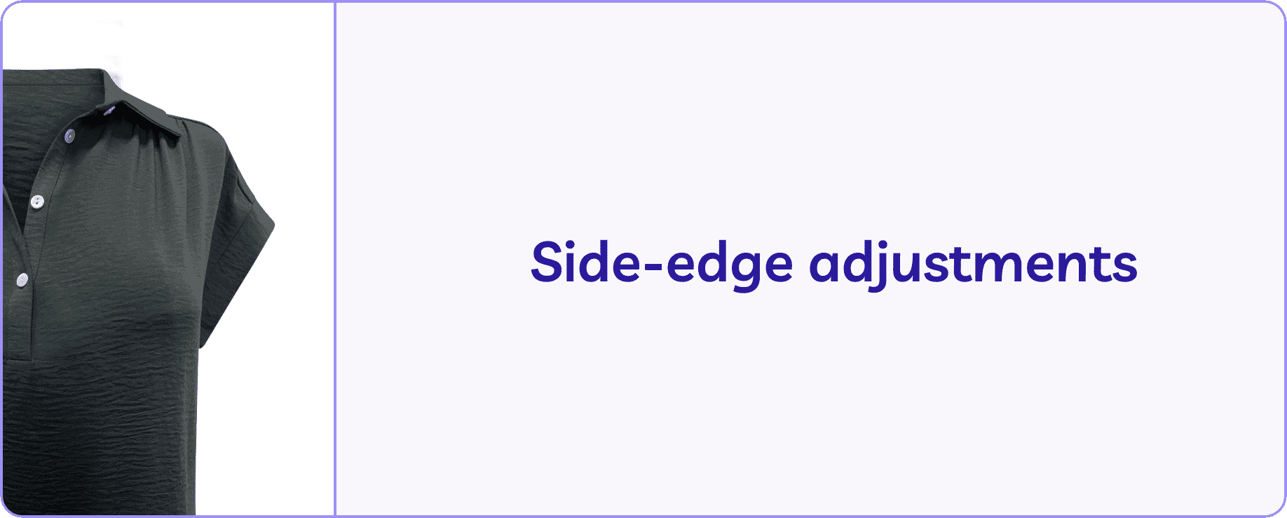 Four-step symmetry photo editing workflow showing side-edge, detail alignment, curve reduction, sleeve alignment