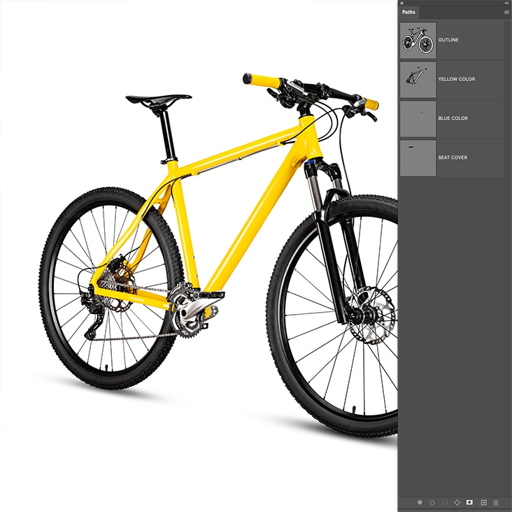 High-quality multi-clipping path services for detailed bicycle images, including frames and components.