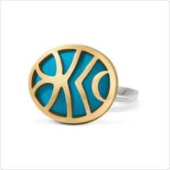 Turquoise and gold ring cleaned up with dust, spot and scratch removal.