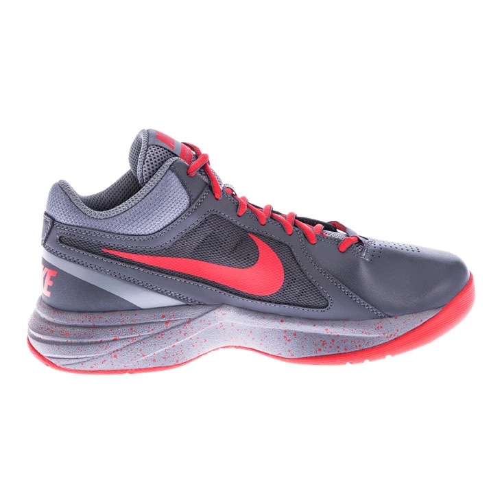 Gray and red sports shoe with a clean and polished finish, displayed after dust, spot, and scratch removal edits.