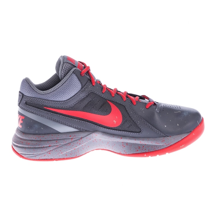 Gray and red sports shoe with visible dust and spots, displayed before dust, spot, and scratch removal edits.