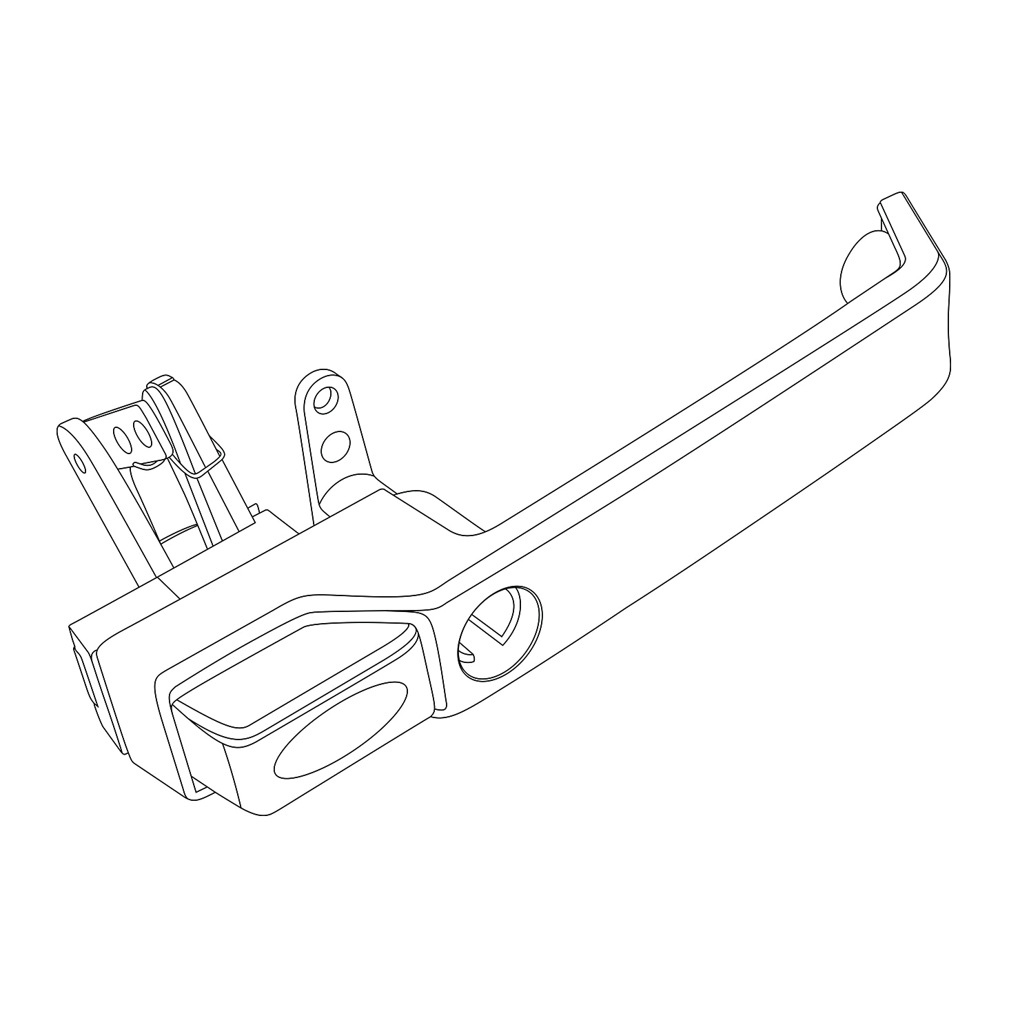 Black-and-white vector line drawing of an automotive door handle assembly.