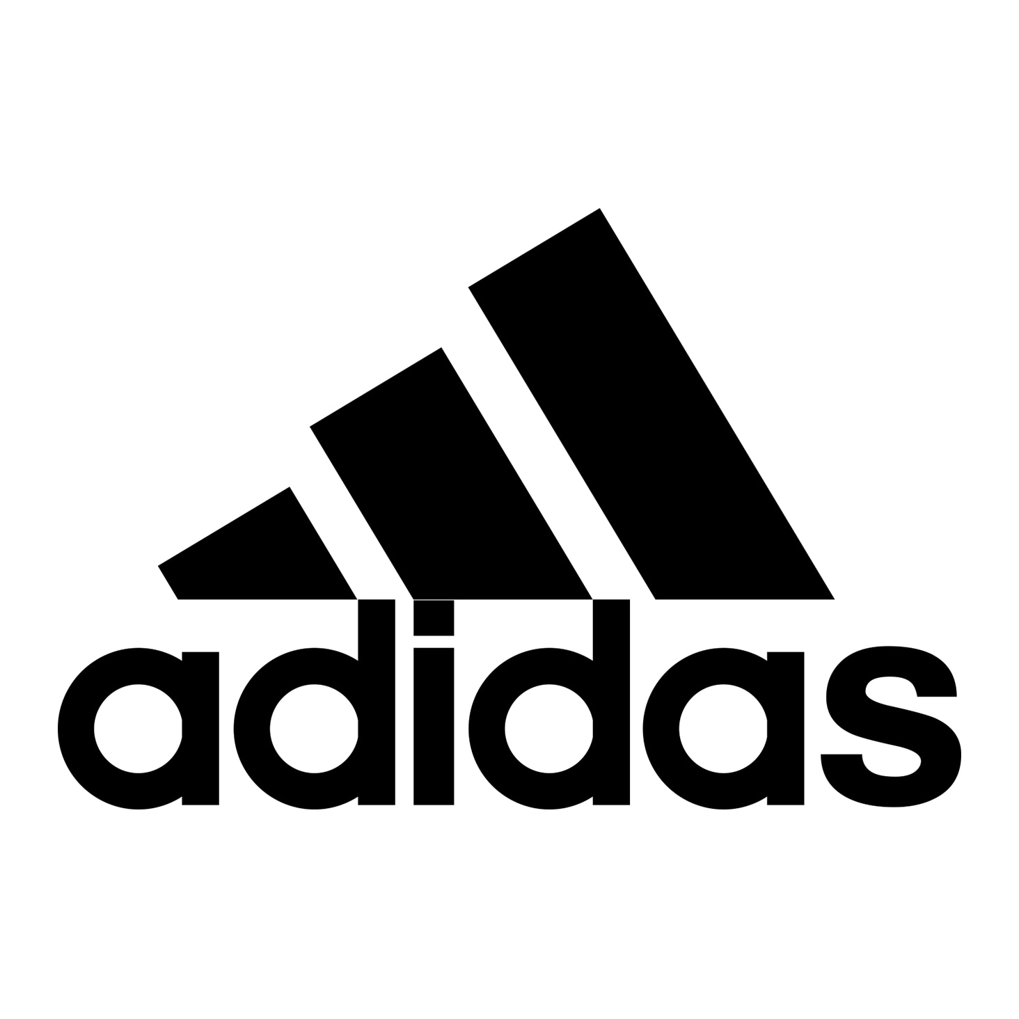 Black Adidas logo in vector format with three diagonal stripes above the text