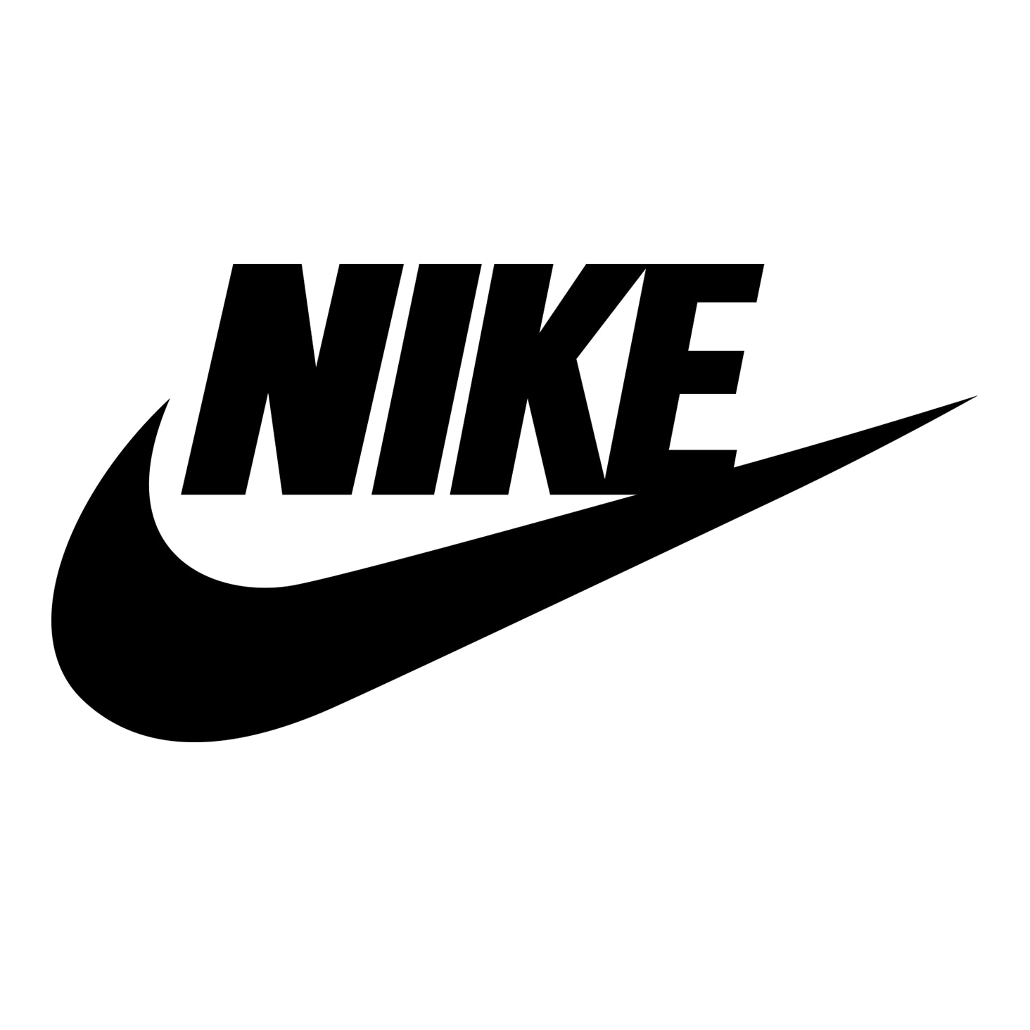 Nike logo in vector format featuring the iconic black swoosh design and bold uppercase text.