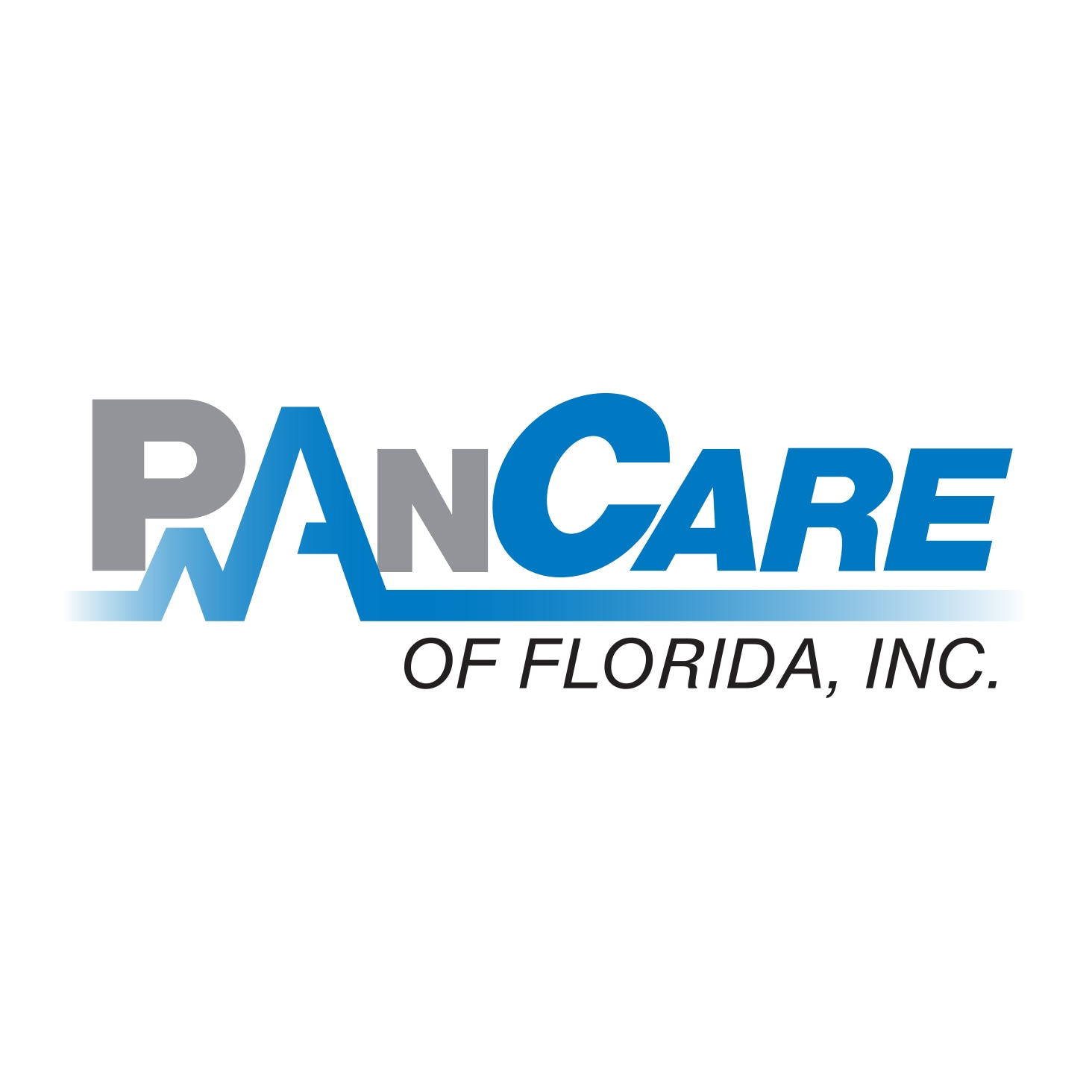 PanCare of Florida logo in vector format featuring gray and blue text with a medical-themed pulse line design.