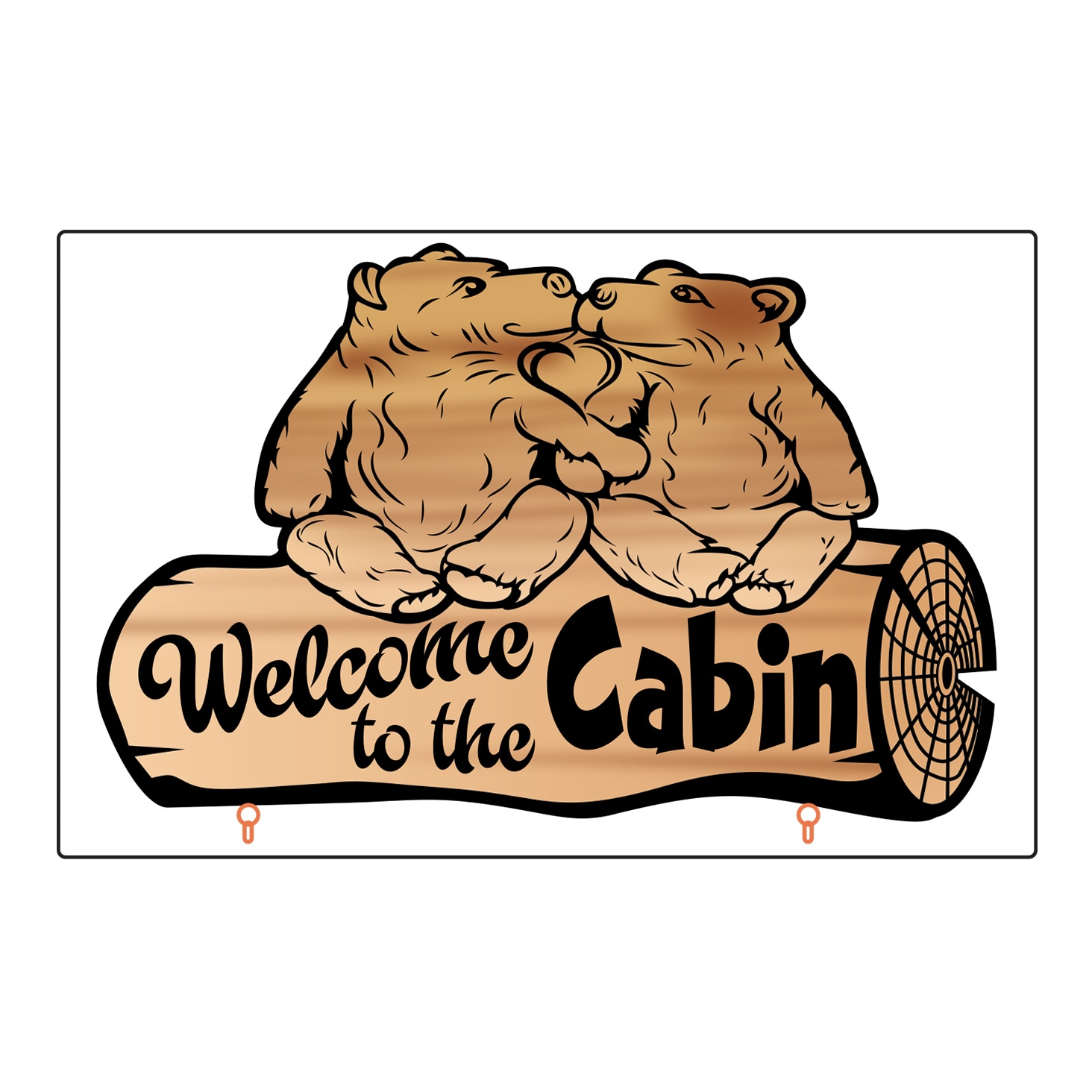 Vector illustration of two bears on a wooden log with the text