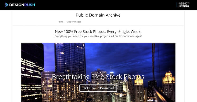 Public Domain Archive offers weekly free stock photos for creative projects, featuring cityscape image