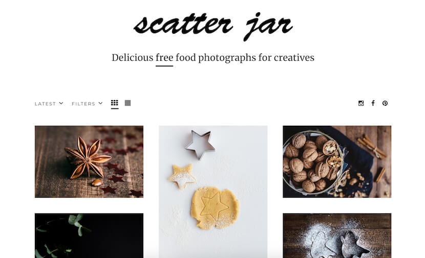 Scatter Jar offers free high-quality food photographs, featuring spices, baked goods, and seasonal ingredients