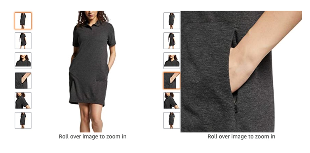 Sample images of women's dresses demonstrating appropriate Amazon product image styles