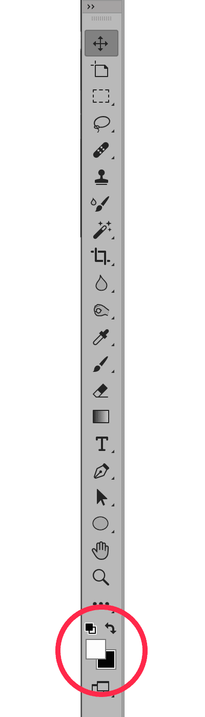 Photoshop toolbar highlighting the foreground and background color selector tool