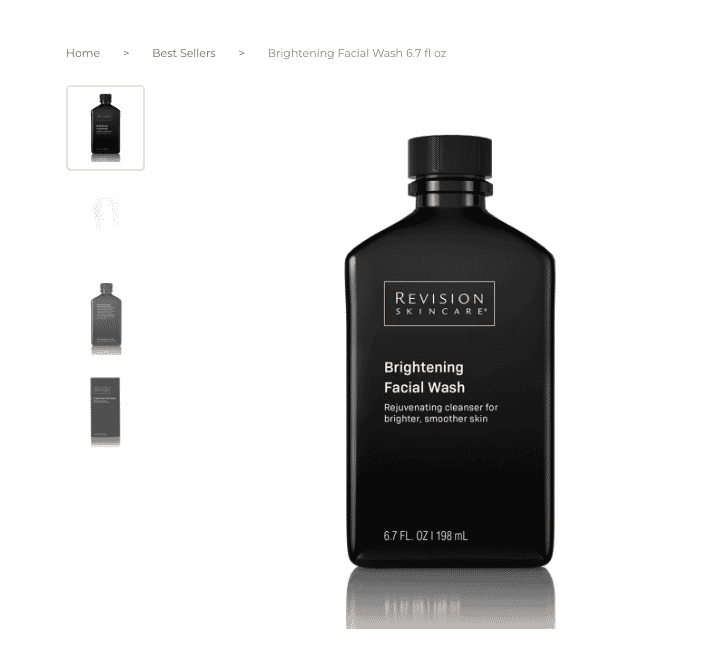 Revision Skincare Brightening Facial Wash 6.7 fl oz black bottle for smoother, brighter skin.