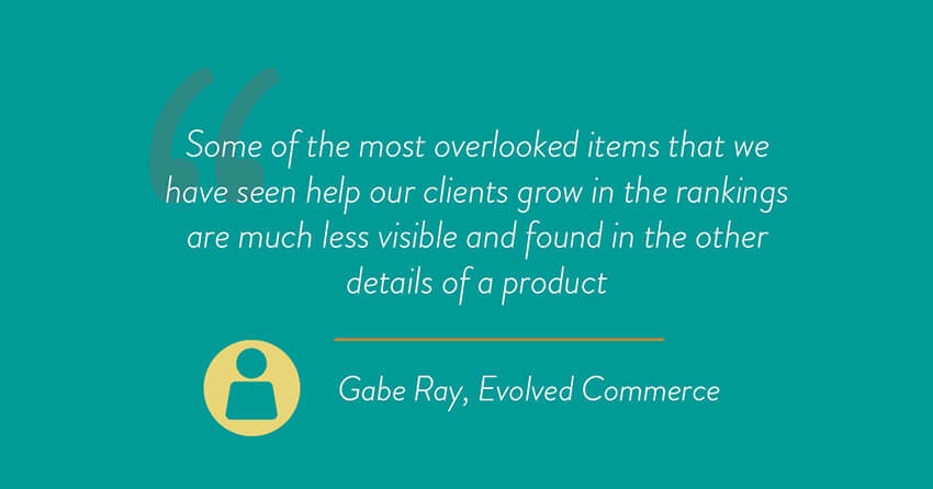 Quote from Gabe Ray on the importance of overlooked product details for Amazon rankings