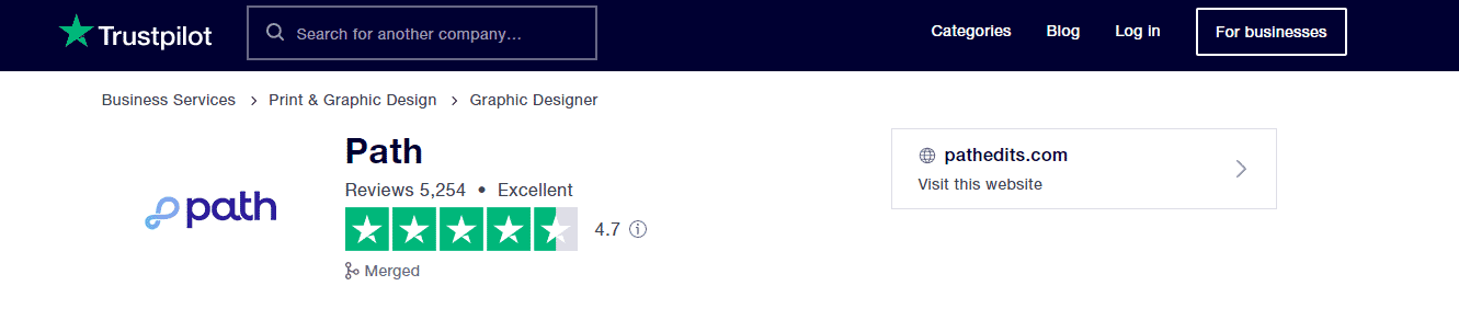 Trustpilot rating for Path with 5,254 reviews and an excellent 4.7-star score in graphic design services.