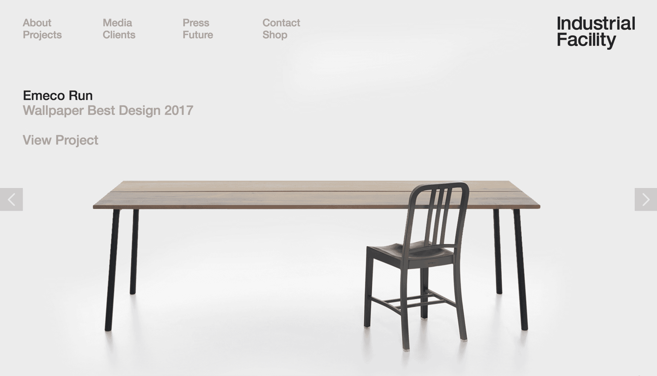 Clean ecommerce website with light background showcasing modern table and chair