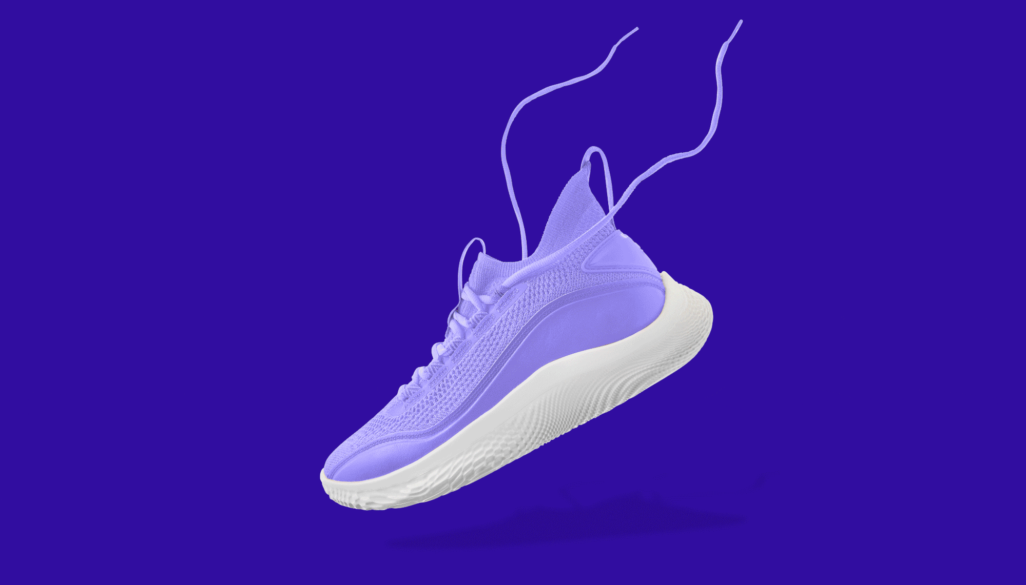 Athletic sneaker with color change effect against a solid blue background for a bold, modern look.