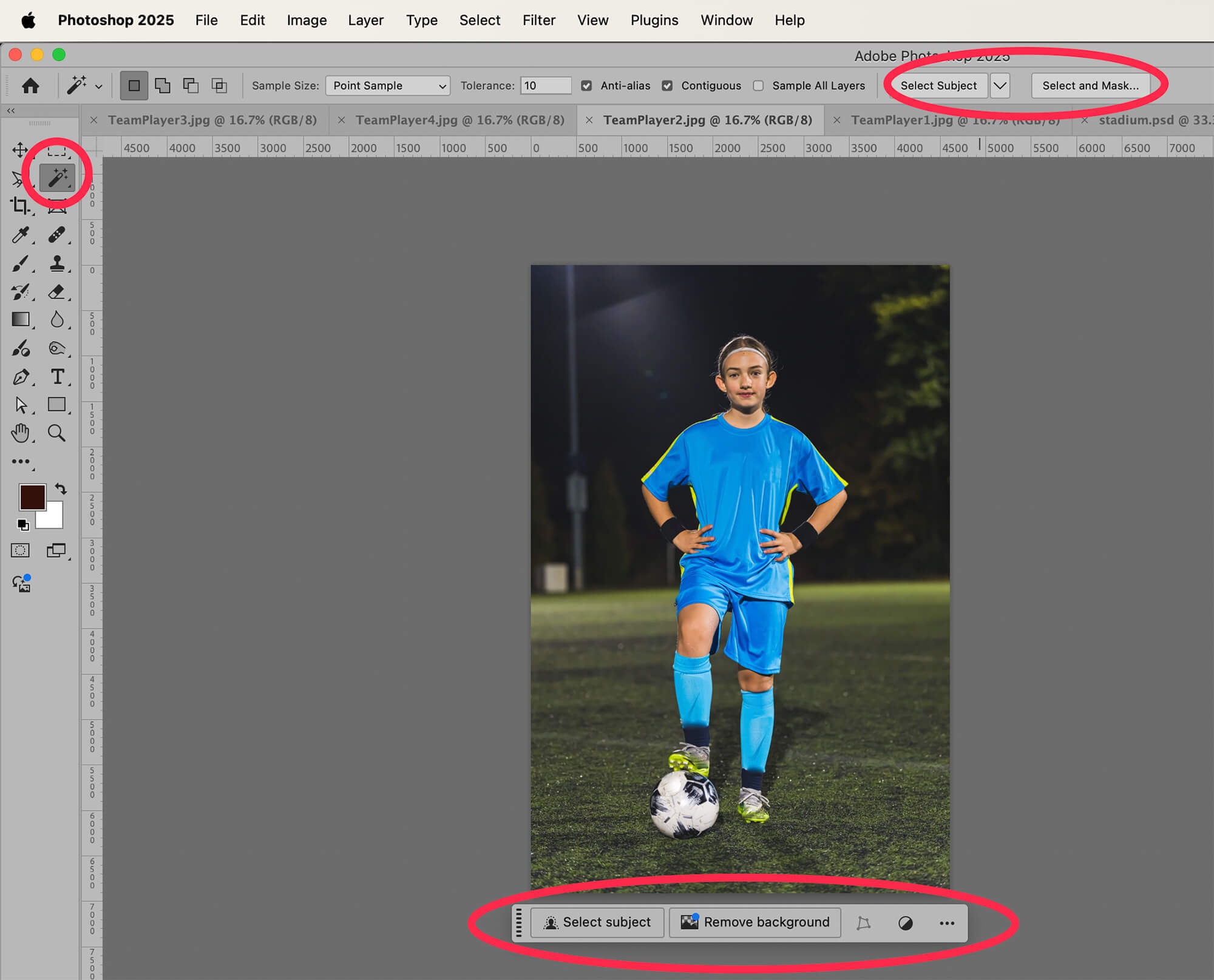 screenshot of Photoshop editing, select subject