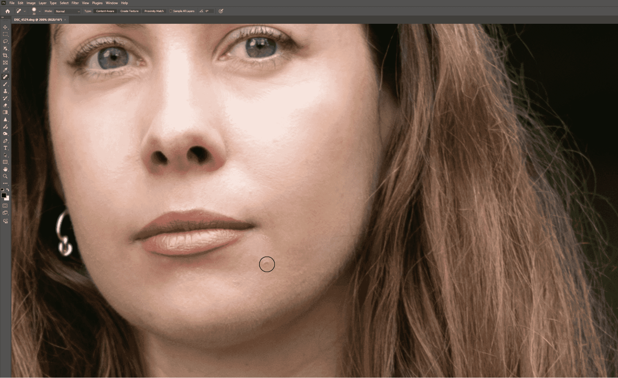 Example of retouched skin for clear and smooth texture