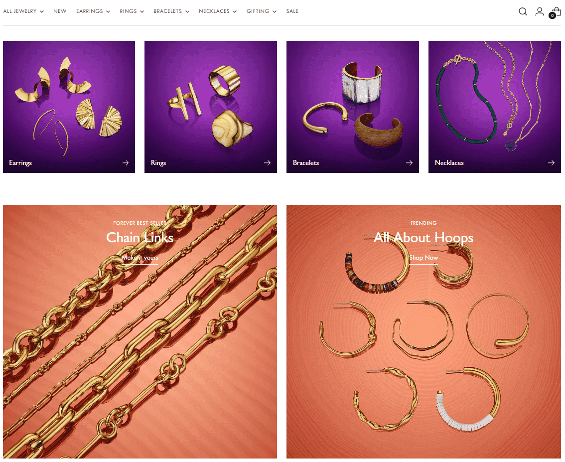 Jewelry displayed on colored backgrounds, showcasing versatility for marketing on SOKO’s website