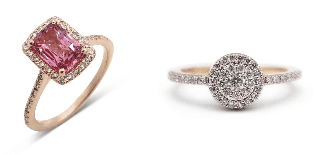 Jewelry rings with natural shadow effect, adding realistic depth on a flat surface