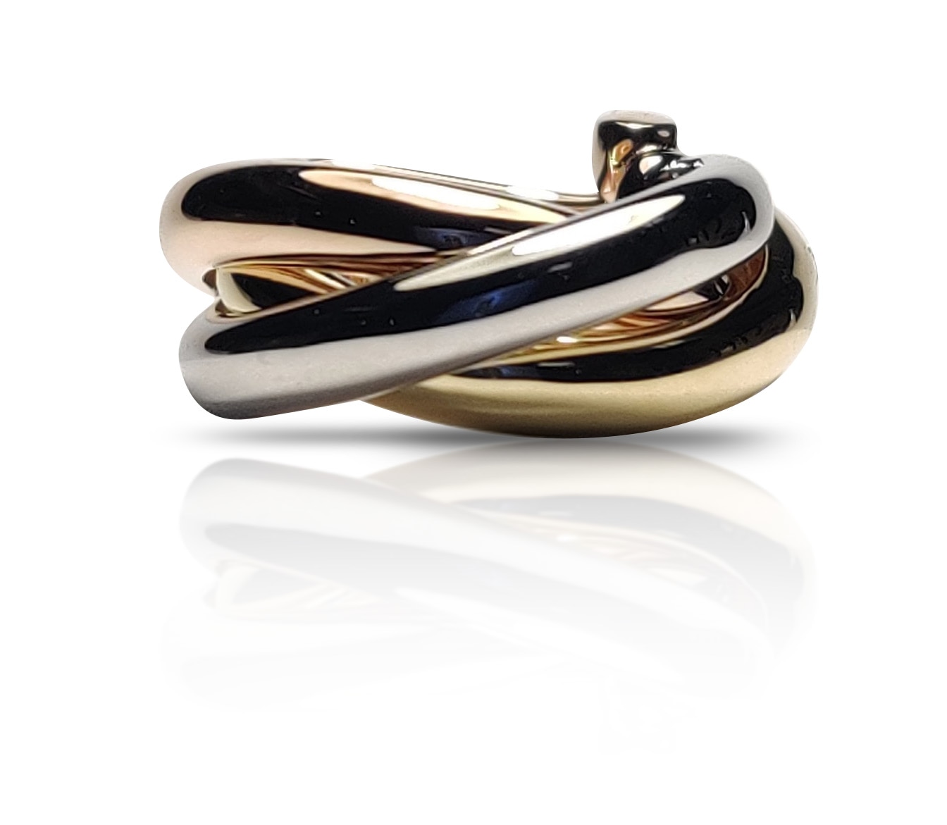Jewelry piece with natural shadow added at the connection between object and reflection for enhanced realism