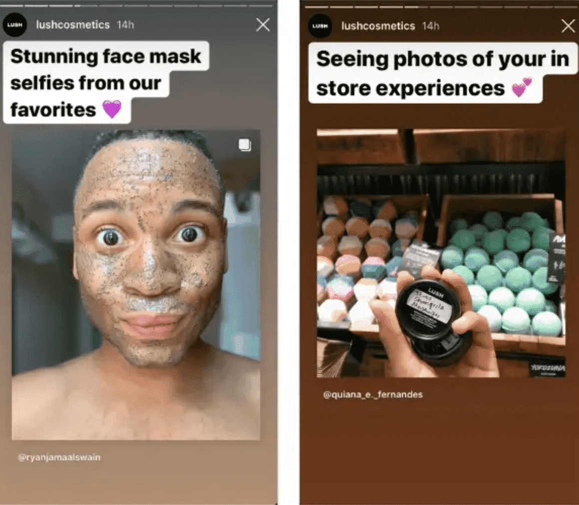 Lush Cosmetics customer face mask selfie and in-store bath bomb display