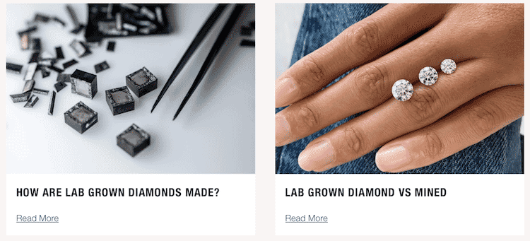 Close-up of lab-grown diamonds in production and on a hand, comparing with mined diamonds.