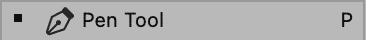 Photoshop Pen Tool icon with shortcut key "P" displayed in toolbar.
