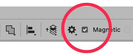 Photoshop toolbar with magnetic option highlighted in red circle for tool selection.