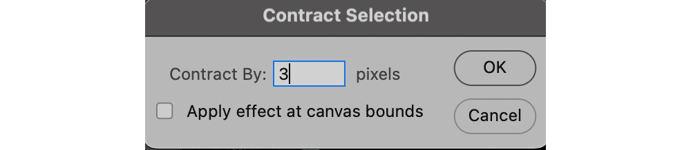 Photoshop pop-up showing Contract Selection