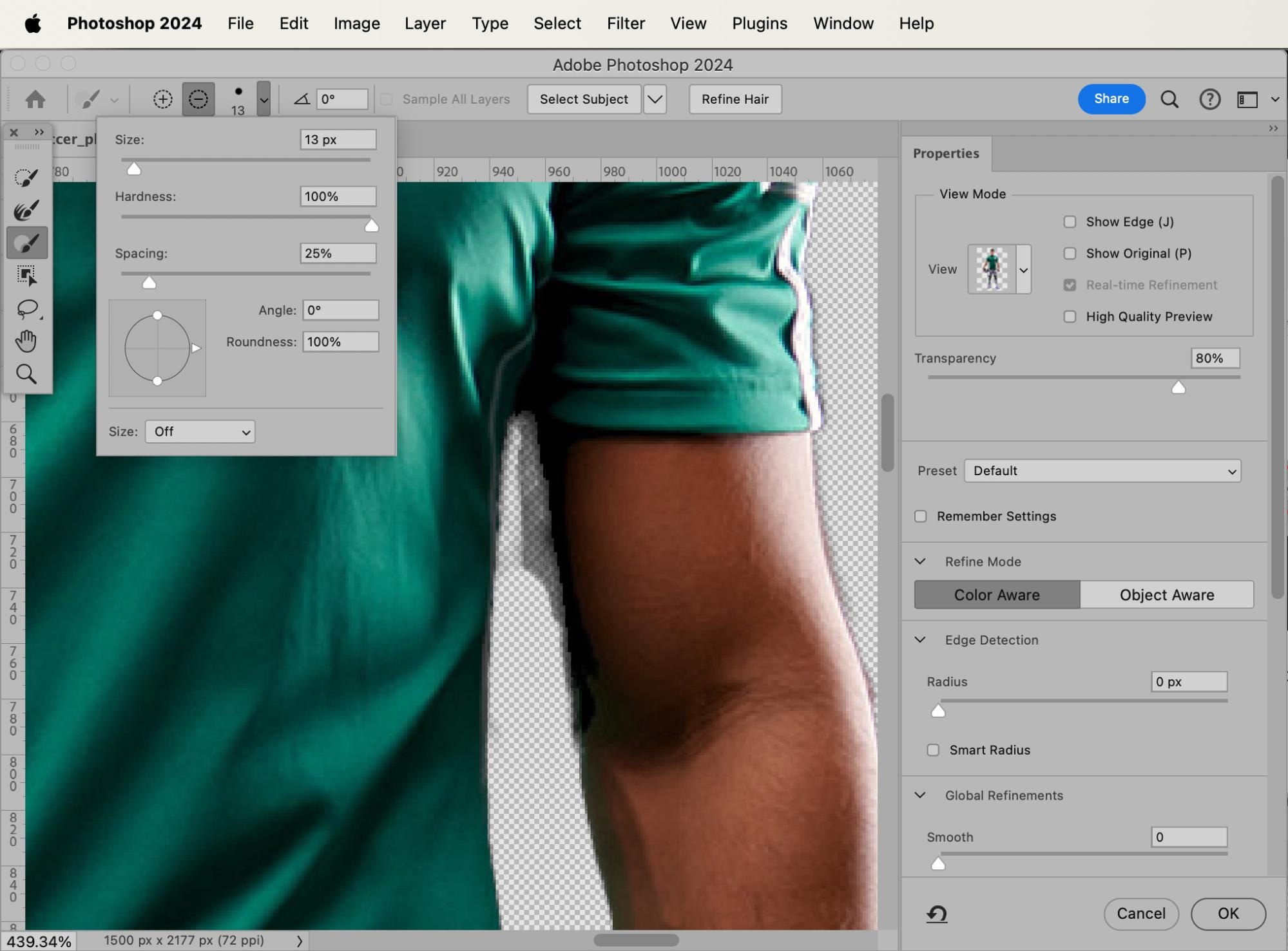 Photoshop editing a person's arm