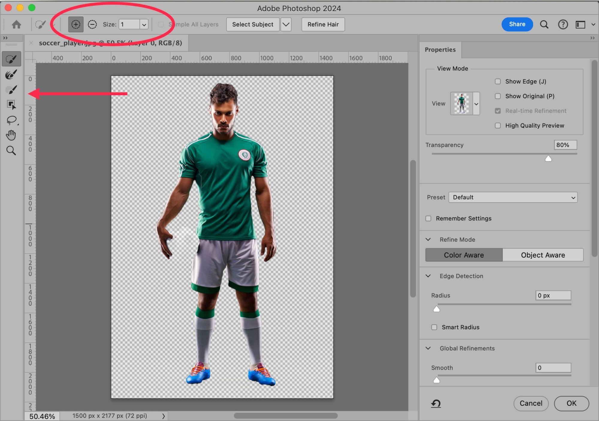 Photoshop editing screen with different options