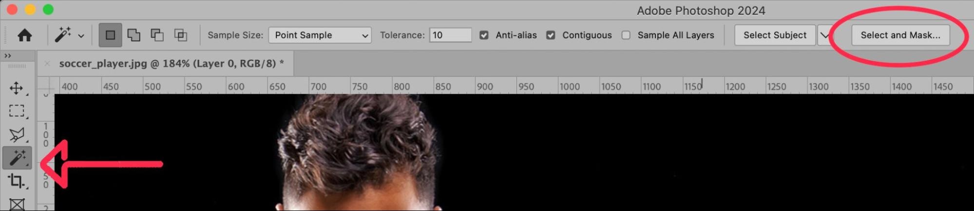 select and mask menu from Photoshop