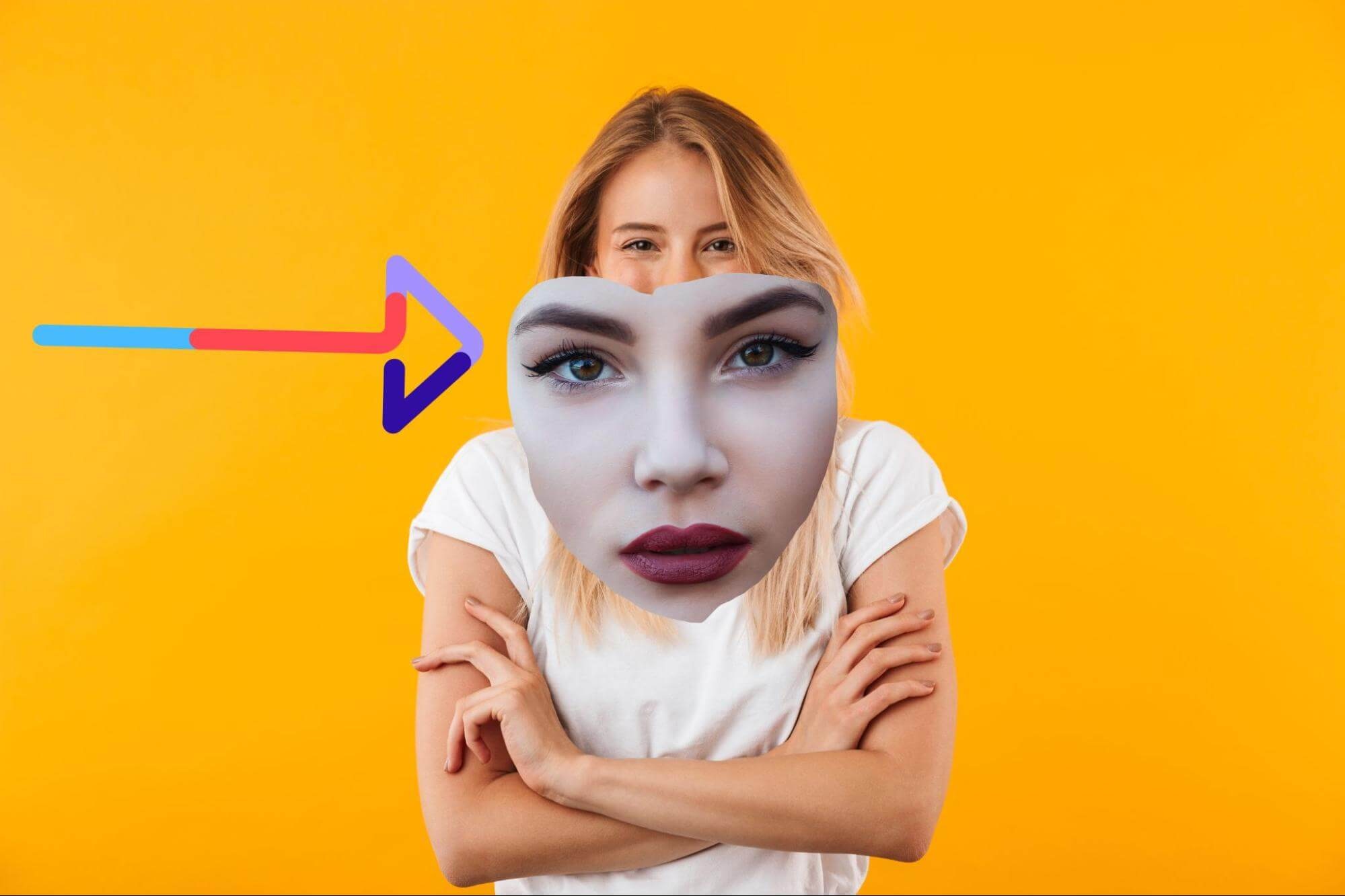 Face swapped image showing pasted face over body in Photoshop for editing demonstration