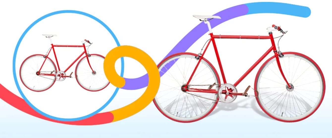Red bicycle with background removed, displayed with clean white space for product presentation.