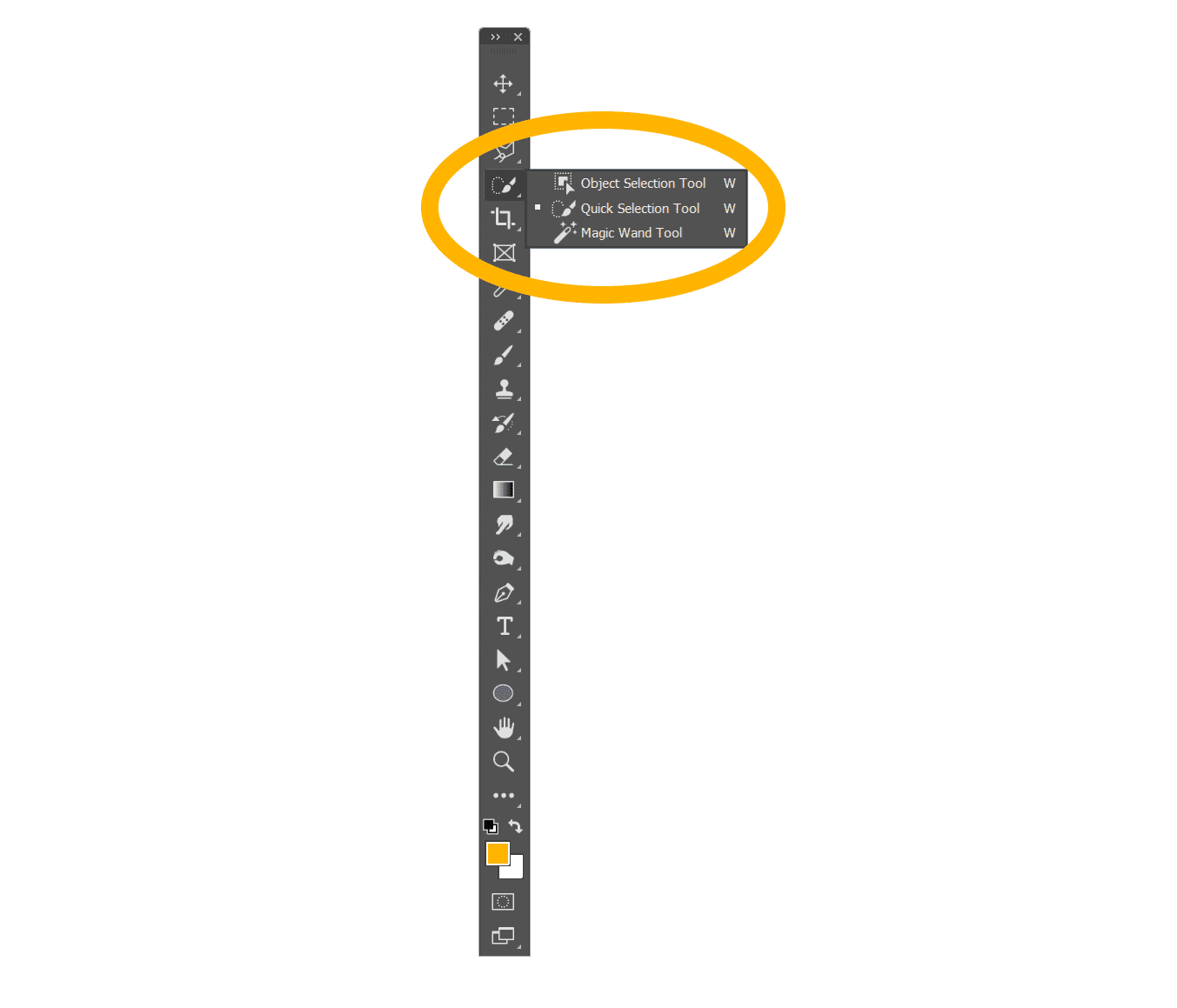 Photoshop toolbar showing Object, Quick Selection, and Magic Wand tools.