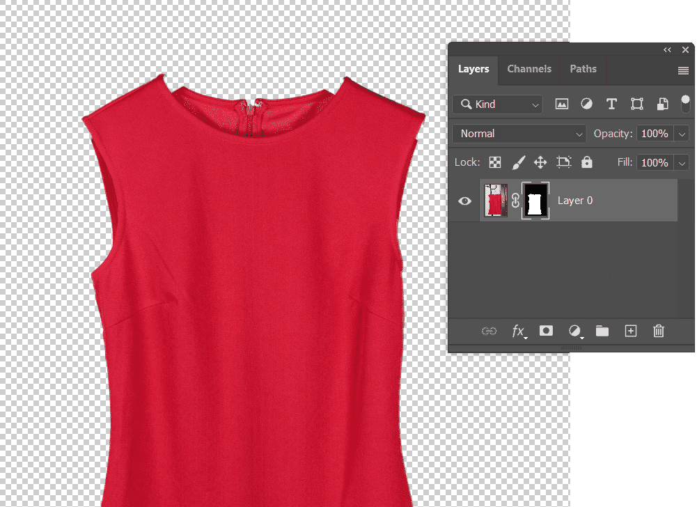 Red sleeveless top isolated on transparent background with Photoshop layer mask.