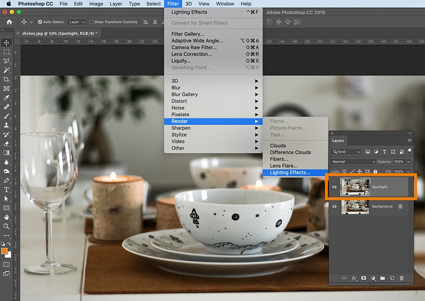 Photoshop interface with