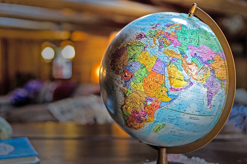Globe image with final adjustments applied, enhancing color, shadows, and highlights for improved depth and clarity.