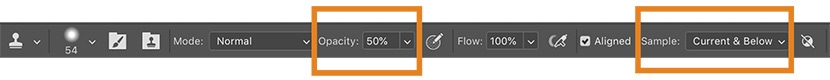 Photoshop Clone Stamp Tool applied to remove skin imperfections, enhancing photo quality for ecommerce.
