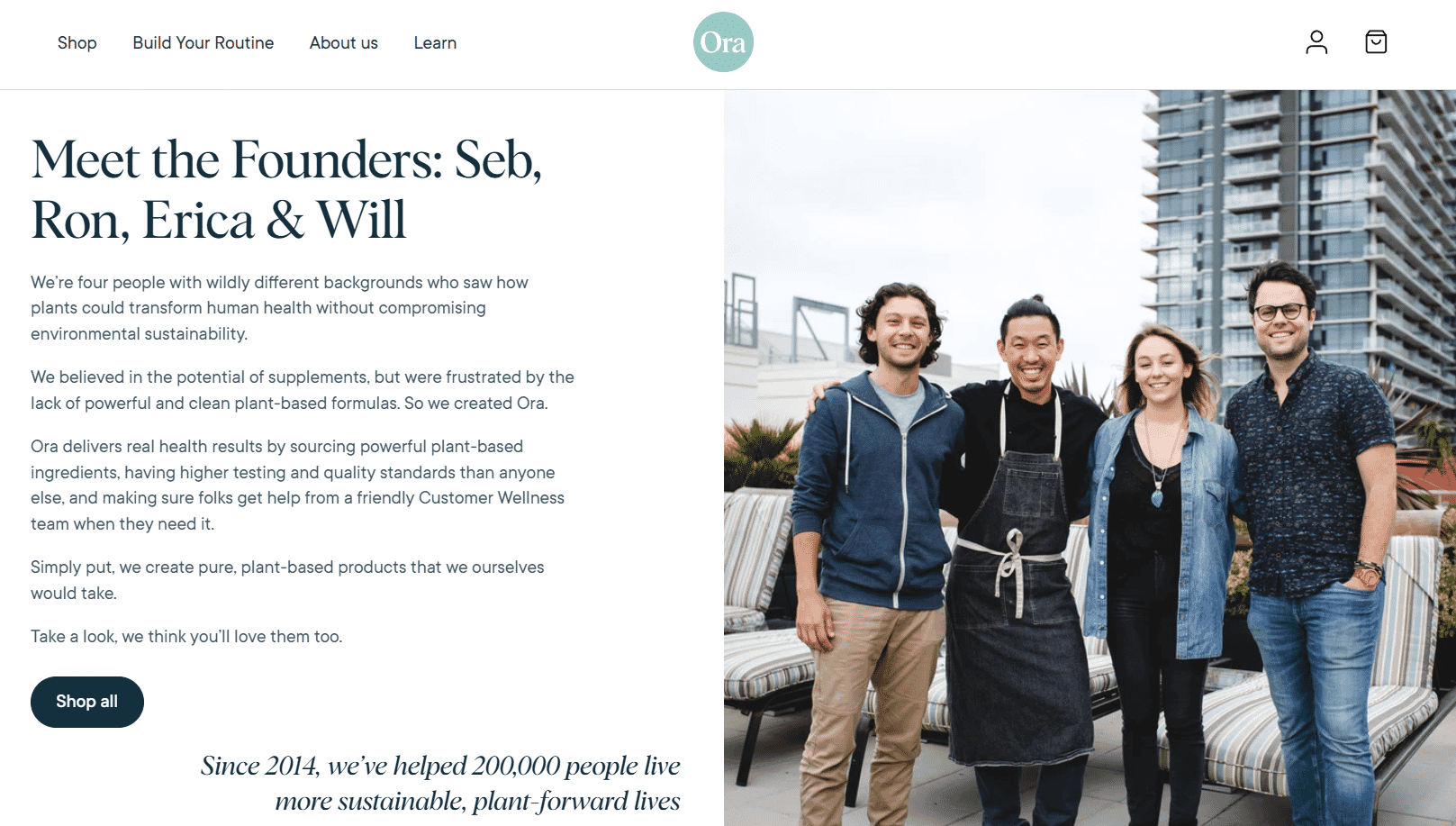 Ora about page showing the founders and their story