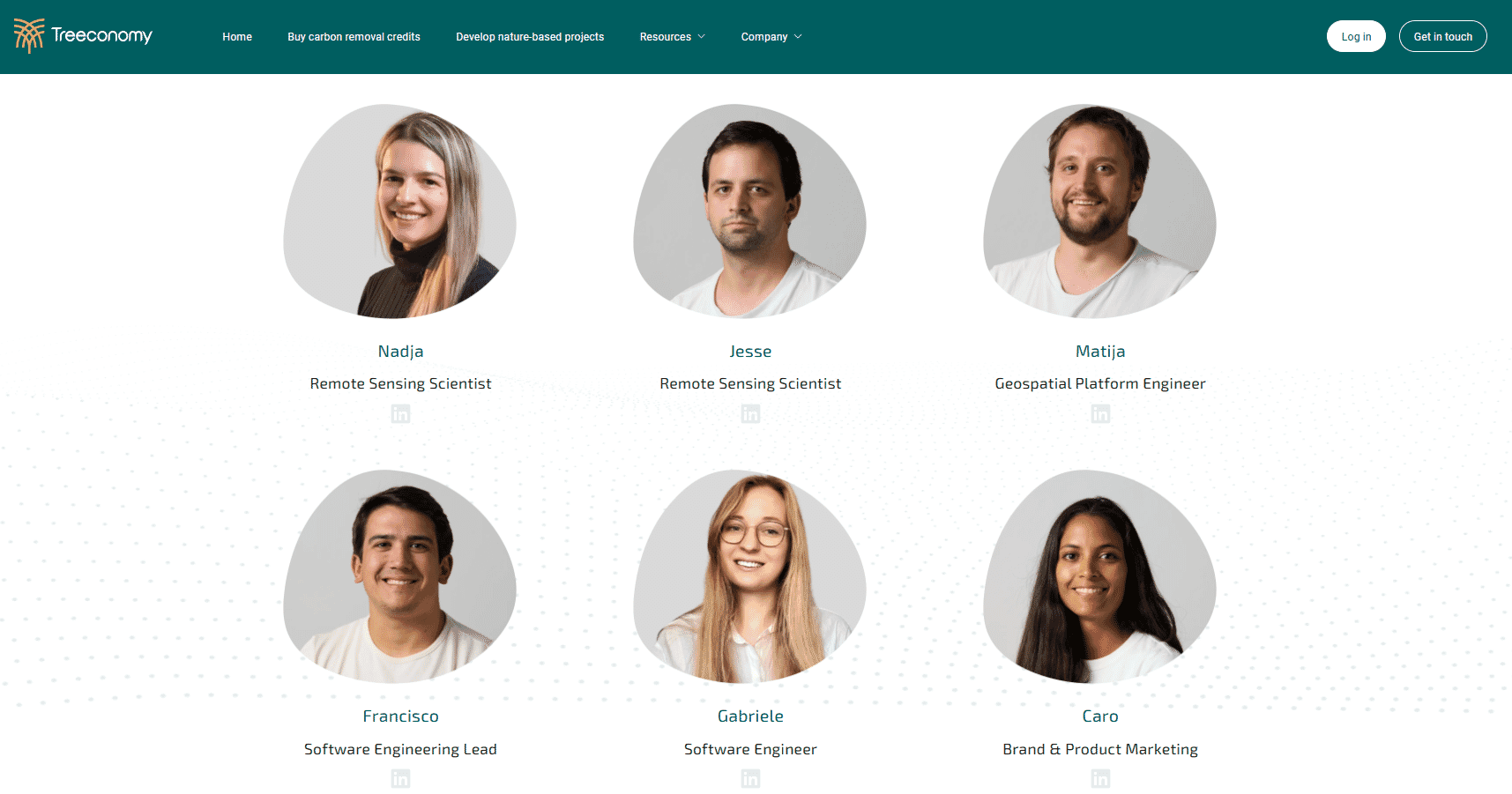 treeconomy about us page with team individual headshots