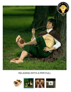 Plush slippers with furry design, resembling hairy feet, ideal for lounging or costumes